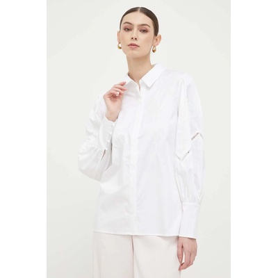GUESS Ленена риза Guess в бяло със стандартна кройка с класическа яка (W3GH37.WAF10)