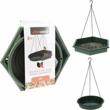 ProGarden Závesné kŕmidlo + napájadlo pre vtáky Duo 45 x 28 cm + 43 x 25 cm plast zelená