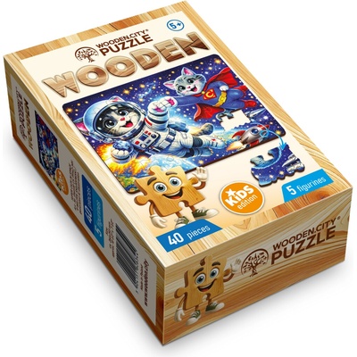 WOODEN CITY Drevené Super mačky vo vesmíre 40 dielov