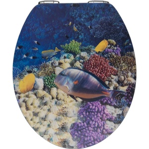 WENKO Тоалетна седалка с 3D изображение и лесно затваряне Bellevue, 44, 5 x 38 cm Fish - Wenko (22975100)