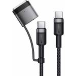 ACEFAST Качествен USB-C към USB-C кабел с MagSafe 3 адаптер - Acefast 2in1 USB-C to USB-C and MagSafe 3 Adapter Cable 240W (120 см) (черен) (C22-05)