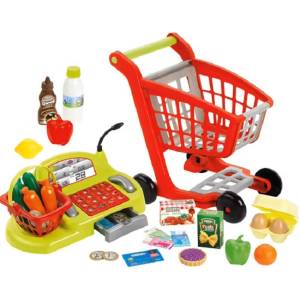 Ecoiffier Игрален комплект Ecoiffier - Касов апарат с количка за пазар, 26 части (1238) - baby