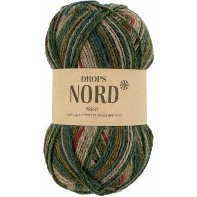 Drops Nord Print 103 zeleno červená
