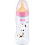 Nuk Шише с каучуков биберон NUK - First Choice, TC, 300 ml, Розово, Жираф (10741927-розово/жираф)