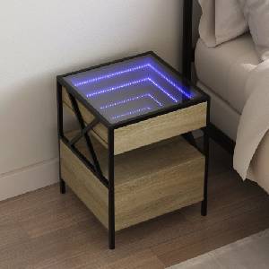 vidaXL Нощна масичка с Infinity LED сонома дъб 40x40x51 см (3284102)