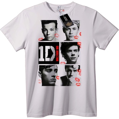 NOONEBRAND Тениска One Direction с отпечатъци от устни - 7XL, White