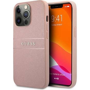 GUESS Калъф Guess GUHCP13XPSASBPI Saffiano Stripe, за iPhone 13 Pro Max, розов (GUE001482-0)