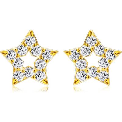 Šperky eshop diamantové z žlutého zlata kontura hvězdičky kulaté brilianty puzetky S3BT509.35