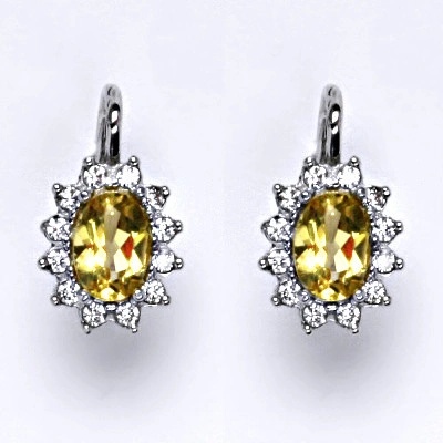 Čištín Zlaté náušnice Kate, přírodní citrín pálený, bílé i žluté zlato, náušnice NK 1480