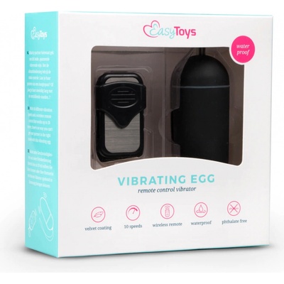 Easytoys - Vibračné vajíčko na diaľkové ovládanie čierne