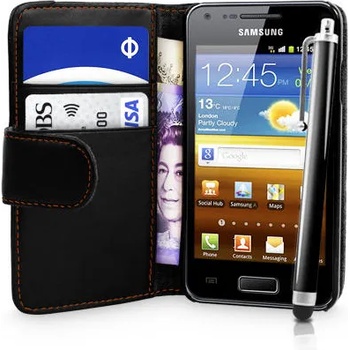 Samsung I9070 Galaxy S Advance Wallet Калъф Черен + Протектор