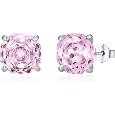 GRACE Silver Jewellery Stříbrné náušnice Ledová růže s růžovým krystalem 6/8 mm E-RHE1880/321-8 Růžová 8 mm