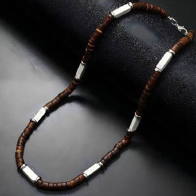 HARAHU Колие ab-34053 - Кафяво / Бяло kp34053