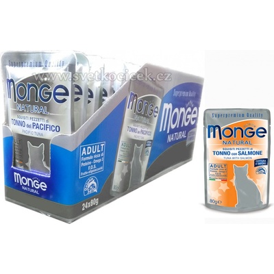 Monge Natural Cat tuňák a losos 24 x 80 g