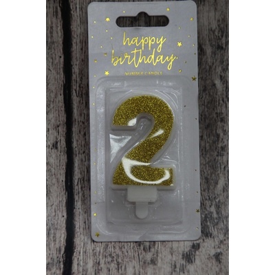 PartyDeco Narozeninová svíčka 2 zlatá 7cm – Sleviste.cz