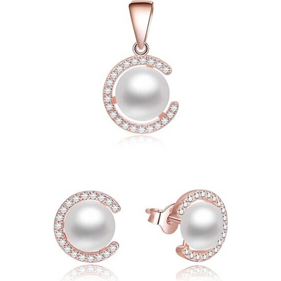 Beneto Set šperků ze stříbra s pravými perlami AGSET285P-ROSE
