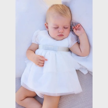 Mayoral Рокля тюл официална Сметана за новородено момиче Mayoral