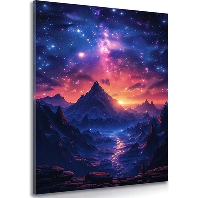 Obraz západ slunce s noční oblohou - 40x60