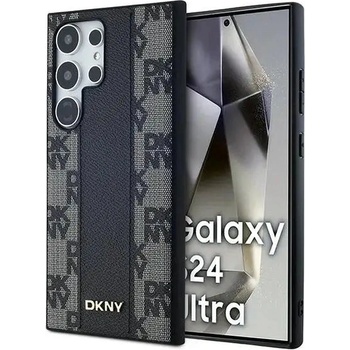 DKNY Кейс DKNY Leather Checkered Mono Pattern MagSafe за Samsung Galaxy S24 Ultra, черен (3666339276829)