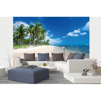 DIMEX ART s. r. o Самозалепваща се флизелинова фототапета високи палми на плажа 375 x 250 см