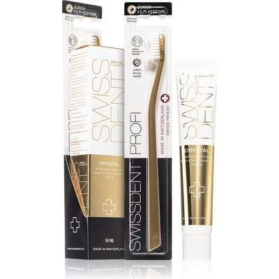 Swissdent Crystal zubná kefka 1 ks + remineralizačná s bieliacim účinkom 50 ml