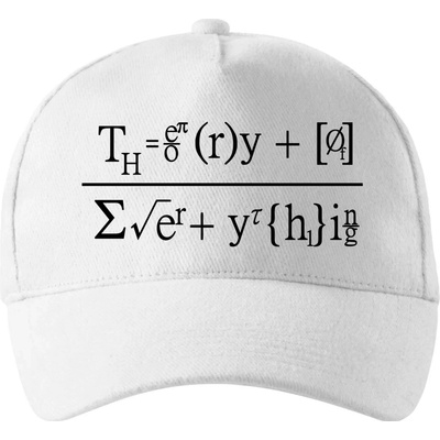 Teória všetkého Theory of Everything so zahnutým šiltom a mosaznou sponou Biela