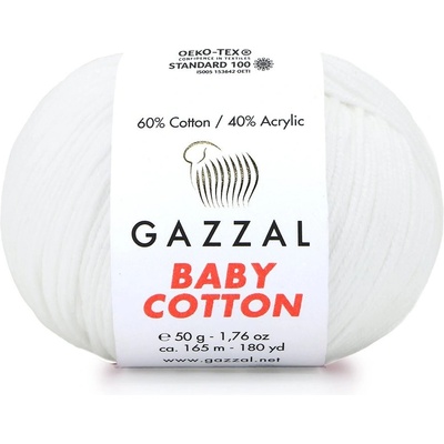 Gazzal Příze Baby cotton 3432 sněhově bílá