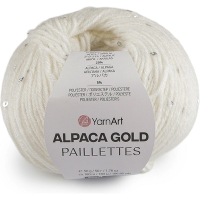 Stoklasa Pletací příze Alpaca Gold s flitry 50 g Balení: 1 ks, Varianta: 1 (9301) krémová nejsvět. 1 (9301) krémová nejsvět.