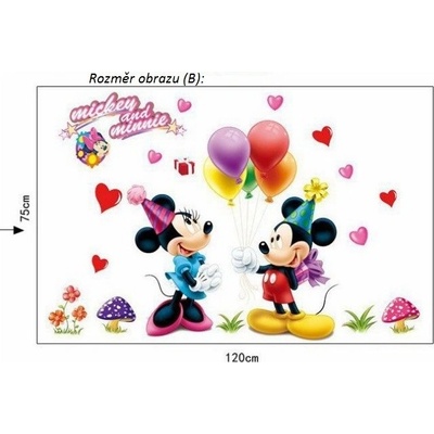 Veselá Stena Samolepka na stenu Mickey Mouse a Minnie Veľkosť: 75 x 120 cm