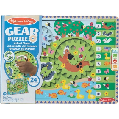 Melissa & Doug Drevené s točiacimi sa ozubenými kolesami Zvieratká 24 dielov