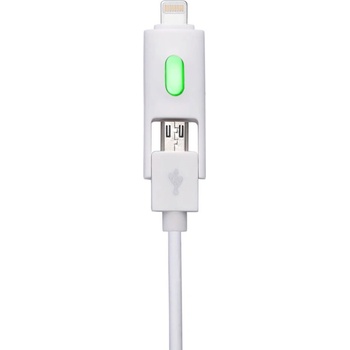 Comma Кабел Comma Light Dural 2 in 1, USB A(м) към Lightning(м), USB Micro B(м), 1m, бял