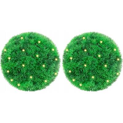 Umělé koule z buxusu s LED diodami 2 ks Zelené 22 cm