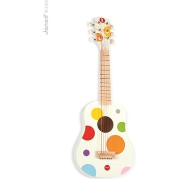 Janod Дървен музикален инструмент първа китара за деца Confetti с реален звук 6 струни