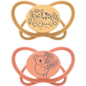 NIP Силиконови залъгалки NIP My Butterfly Green - Тигър и коала, 16-32 м, 2 броя (4000821426979) - baby