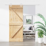 vidaXL Преплъзваща се врата Естествено и бяло 80 x 210 cm (3445098)