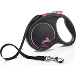 flexi Автоматичен повод FLEXI Black Design L розово лента 5 м - 50 кг 03411