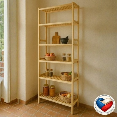 Gaboni Dřevěný regál, 6 polic, 213 x 80 x 33 cm