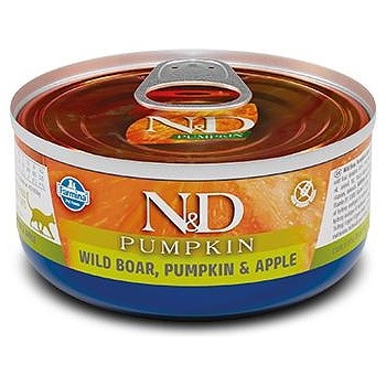 Farmina N&D Cat Adult Pumpkin, Boar & Apple - пълноценна мокра храна без зърнени култури за котки над 1 година с глиганско месо, тиква и ябълка, консерва - 70гр
