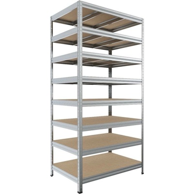 Biedrax Regál do sklepa 35 x 90 x 240 cm, pozink, 8 polic MDF, nosnost 300 kg na polici