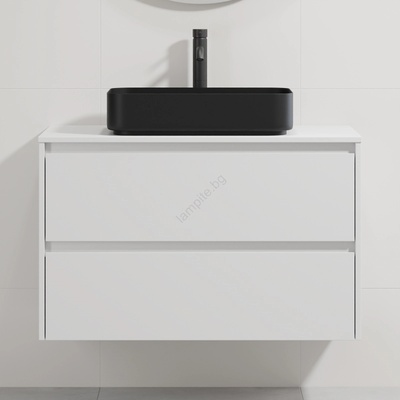 Bath Deluxe Шкаф за баня с умивалник TRONDHEIM/LJORDAL 90x57x46 см бял/черен (SETBT0150E)