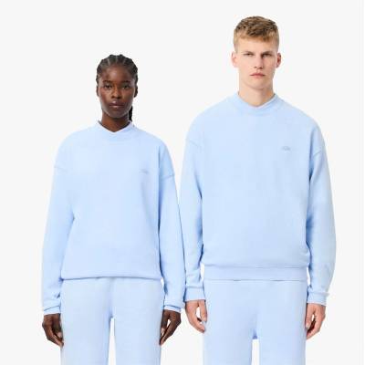 Lacoste Поларена блуза Lacoste Loose Fit Washed Effect Fleece Sweatshirt - Light Blue