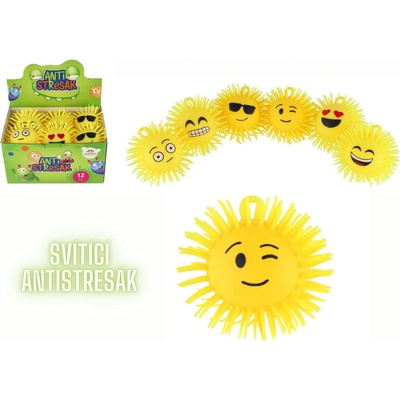 Teddies Svítící silikonový míček Antistresák Smajlík