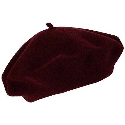Vlnka Vlnený baret Merino vínová