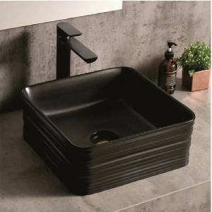 Inter Ceramic Art мивка за плот квадратна, матово черна, 39 см (878B)