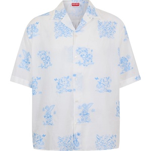 KENZO Риза с къс ръкав KENZO Men's Short Sleeve Patterned Shirt - White