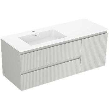 Mexen Rivel шкаф за баня 120 см с мивка Otis ляв, 2S, 1D, набразден, сив мат/бял мат - 91A23-12047-3-BBFFF62-W18L01 (91A23-12047-3-BBFFF62-W18L01)