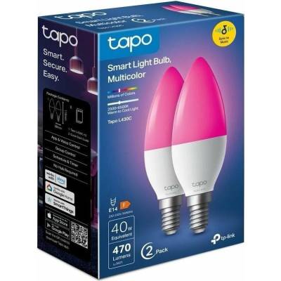 TP-LINK Tapo L430C2-pack, WiFi SMART LED žiarovka, E14, 4.8W, 470lm, 2500-6500K, 2ks