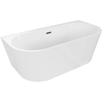 Mexen Oval+ самостоятелна вана до стената 170 x 80 cm, бяла, преливане gun gray четкан - 52681708000-66 (52681708000-66)