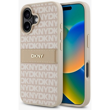 DKNY PU кожа с повтарящ се десен с тонални ивици заден капак за iPhone 16 Pink DKNY | Lilav | ЖЕНИ | UNI