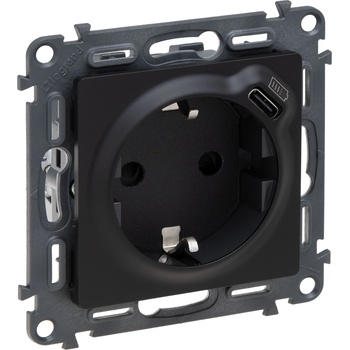 Legrand Контакт немски тип с USB Legrand Valena Life, черен (756335L)